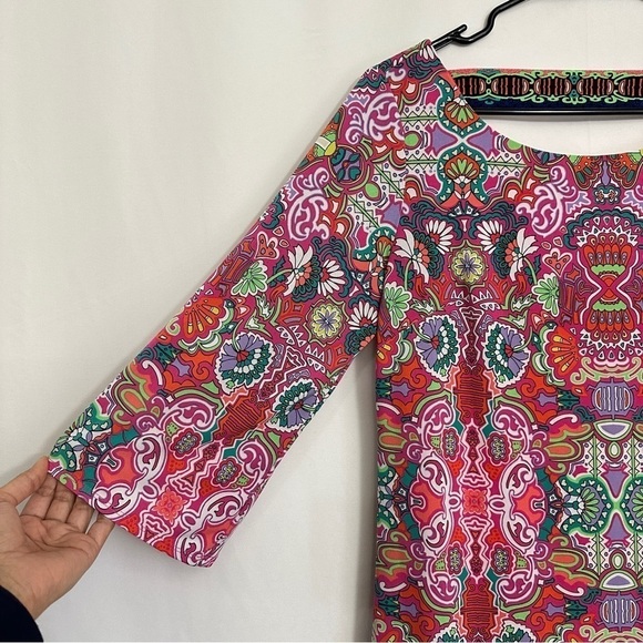 Laundry by Shelli Segal Pink Multicolor Geometric Print Jersey Shift Dress sz S - Picture 4 of 13